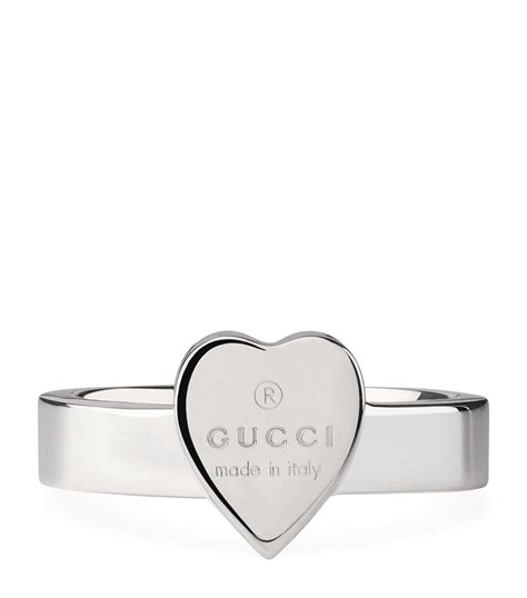 gucci trademark silver ring|gucci heart ring size 7.